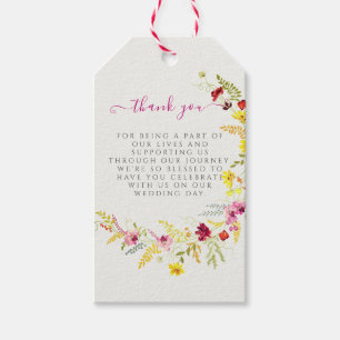 Purple Pink Wild Orchid Flowers Wreath Wedding Gift Tags