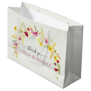 Purple Pink Wild Orchid Flowers Wreath Wedding Large Gift Bag