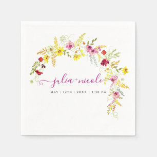 Purple Pink Wild Orchid Flowers Wreath Wedding Napkin