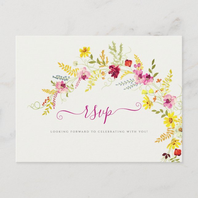 Purple Pink Wild Orchid Flowers Wreath Wedding Postcard (Front)