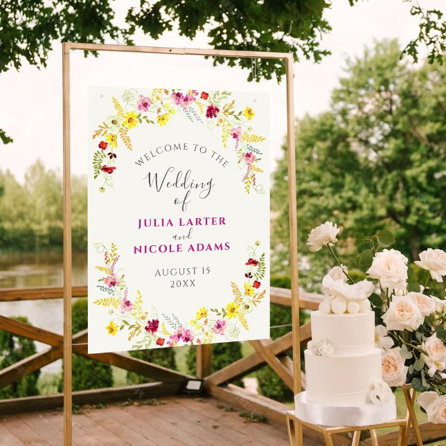 Purple Pink Wild Orchid Flowers Wreath Wedding Poster (Creator Uploaded)