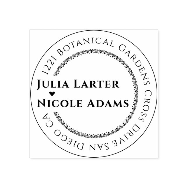 Purple Pink Wild Orchid Flowers Wreath Wedding Rubber Stamp (Imprint)