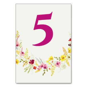 Purple Pink Wild Orchid Flowers Wreath Wedding Table Number