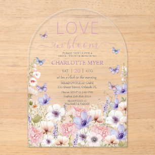 Purple Pink Wildflower Butterflies Love in Bloom Acrylic Invitations