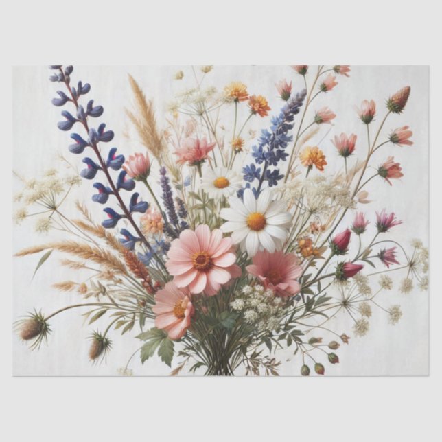 Purple Pink Wildflowers  Tissue Paper (Front)