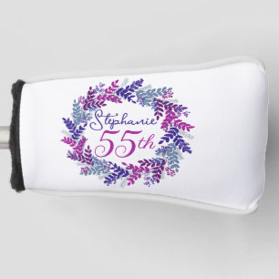 Purple Pink Wreath 55th Birthday Putter Golf Head Cover