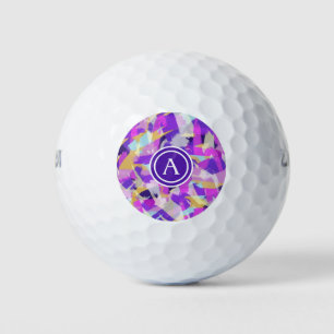 Purple Pink Yellow Blue Modern Abstract Monogram Golf Balls