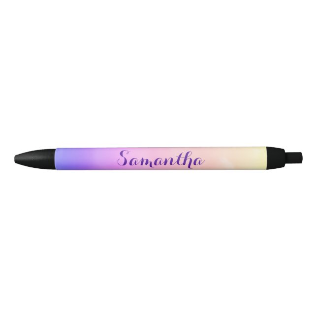 Purple, Pink & Yellow Clouds Custom Name Kids Pen (Front)