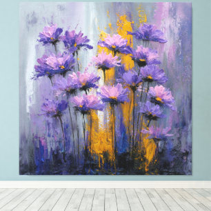 Purple Pink Yellow Floral Cluster Abstract Canvas Print
