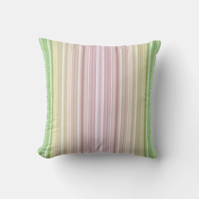 Purple Pink Yellow Green Stripes Cushion (Front)