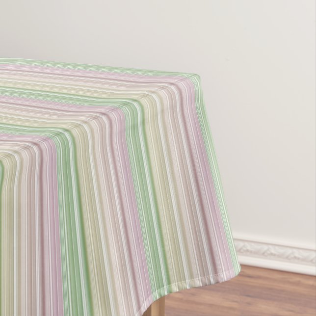 Purple Pink Yellow Green Stripes Tablecloth (In Situ)