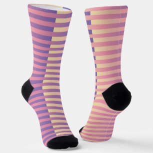 Purple Pink Yellow Striped Pattern Socks