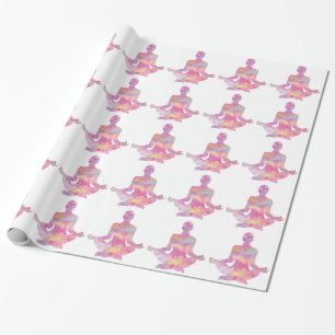 Purple pink yogi meditating wrapping paper