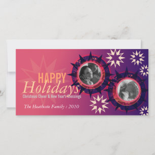 Purple Pinks Holiday New Year Photo Greeting Card