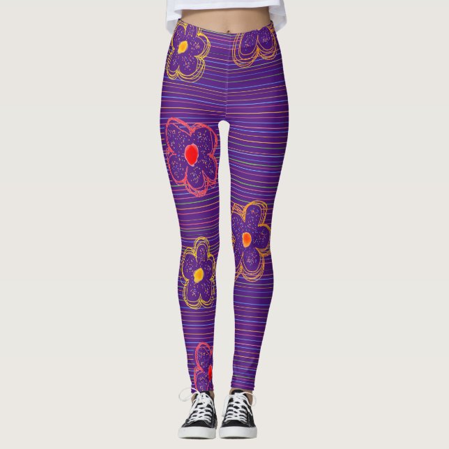 Purple Pinstripe Leggings (Front)