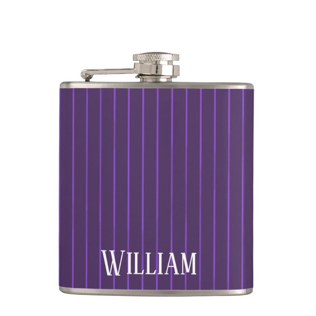 Purple pinstripes hip flask (Front)