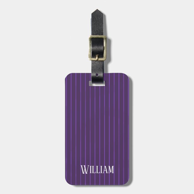 Purple pinstripes luggage tag (Front Vertical)