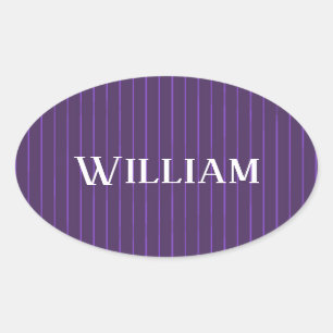 Purple pinstripes oval sticker