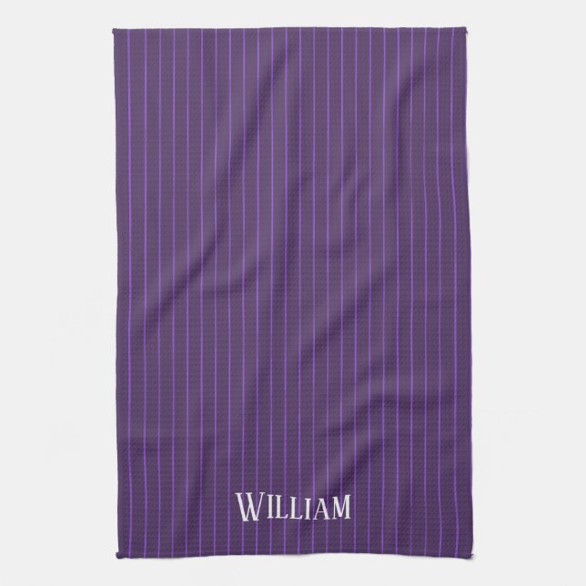 Purple pinstripes tea towel (Vertical)