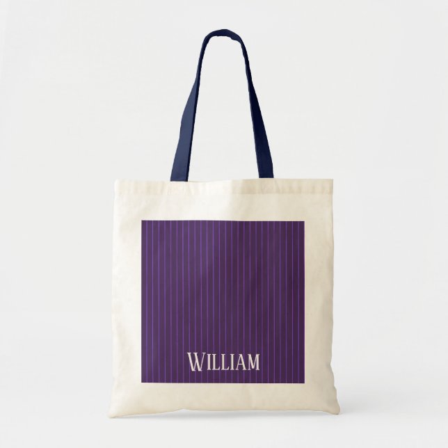 Purple pinstripes tote bag (Front)