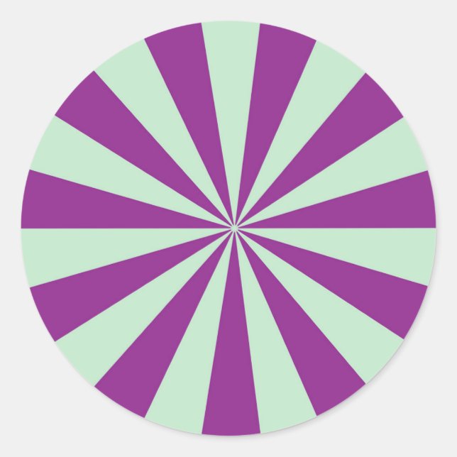 Purple Pinwheel Sunburst Circular Sticker (Front)