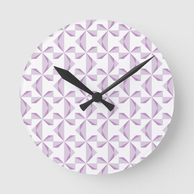 Purple Pinwheels Round Clock (Front)