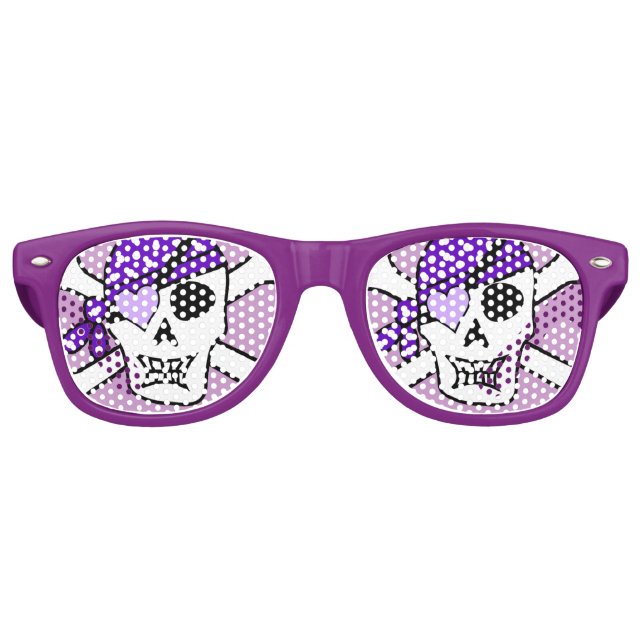Purple Pirate Crossbones Retro Sunglasses (Front)