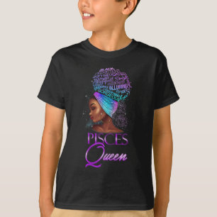 Purple Pisces Queen African American Woman March F T-Shirt