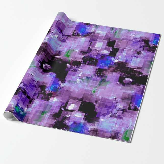 Purple Pixelated Wrapping Paper (Unrolled)