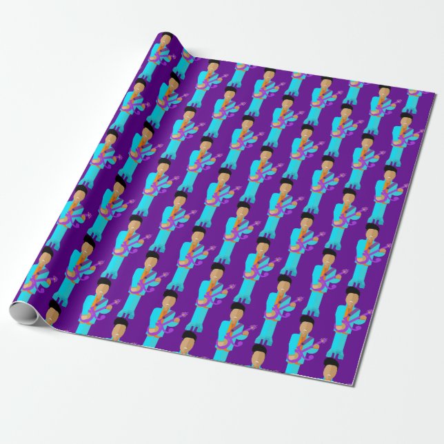 Purple Pixie – Funk Legend Pattern Wrapping Paper (Unrolled)