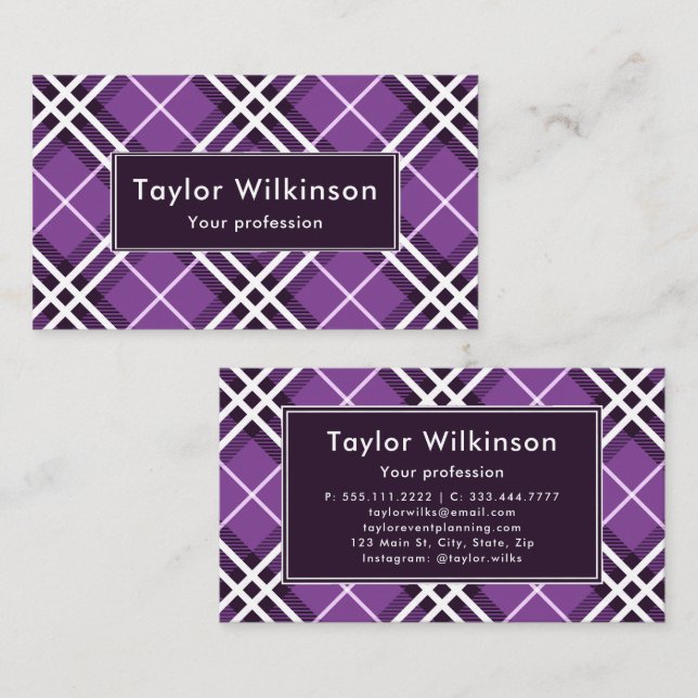 Purple Plaid Business Card (Front/Back)
