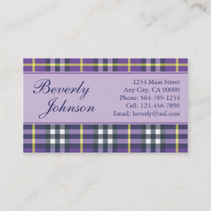 Purple Plaid Business Cards