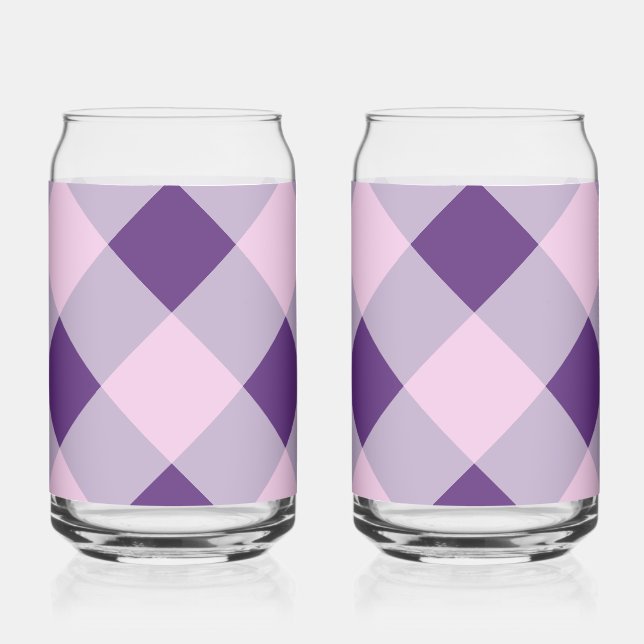 Purple plaid  can glass (Left)