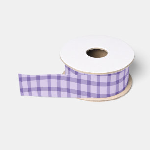 Purple Plaid Checker Seamless Pattern Grosgrain Ribbon
