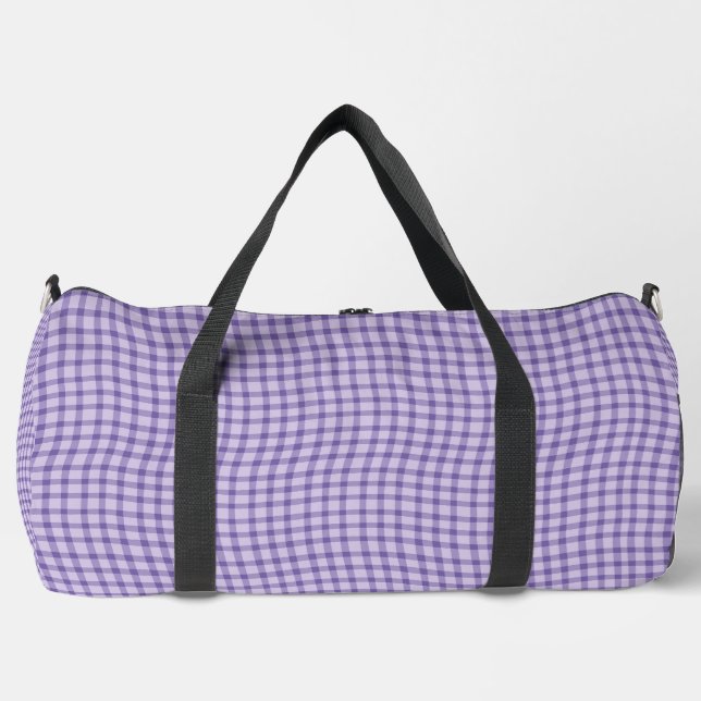 Purple Plaid Checker Seamless Pattern Large Duffle Bag (Front)