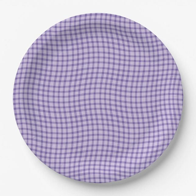 Purple Plaid Chequered Seamless Pattern Paper Plate (Front)