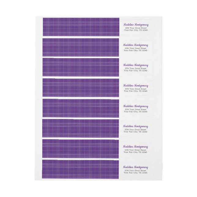 Purple Plaid Frog Wrap Around Label (Sheet)