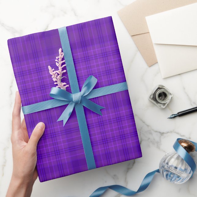 Purple Plaid Gingham Pattern  Wrapping Paper (Gifting)