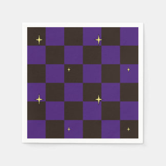 Purple Plaid Halloween Paper Napkins