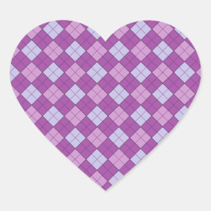 Purple Plaid Heart Sticker