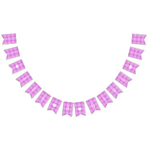 Purple Plaid Its a Girl Baby Shower Bunting