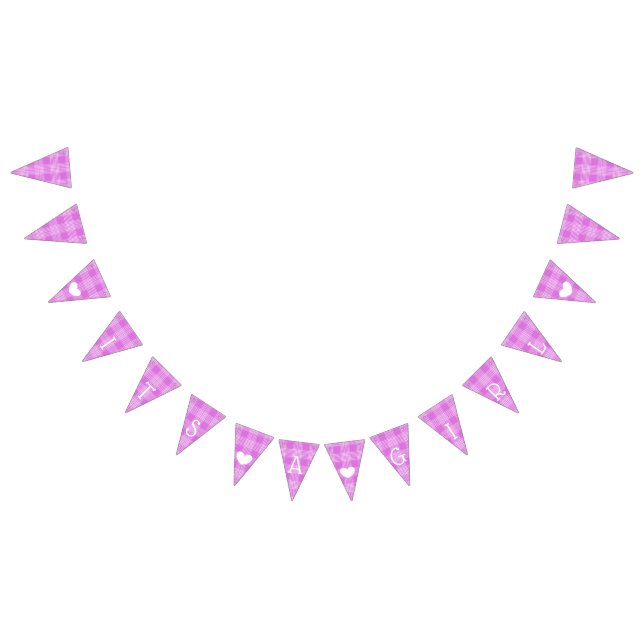 Purple Plaid Its a Girl Baby Shower Bunting Bunting (All)