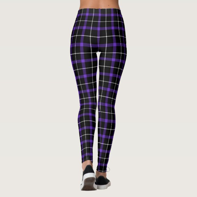 Purple Plaid Nights | Punk Gothic Emo Leggings (Back)