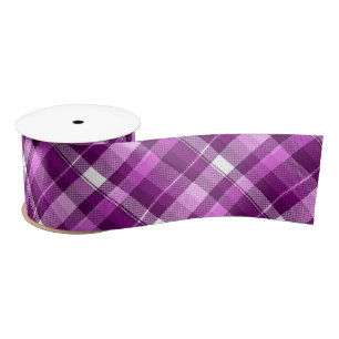 Purple plaid pattern satin ribbon