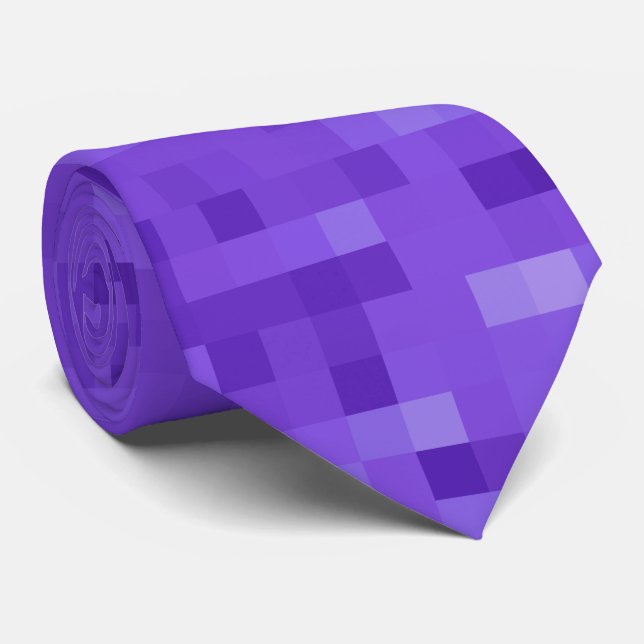 Purple Plaid Pattern Tie (Rolled)