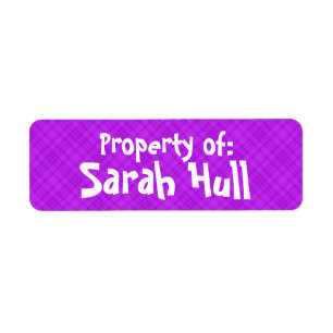 Purple Plaid "Property of:" Label