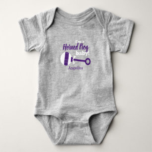 Purple Plaid Rattle Horned Frog Baby Bodysuit