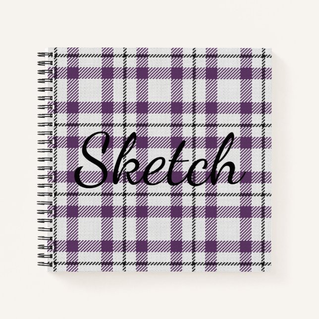 Purple Plaid Sketchbook Notebook (Front)
