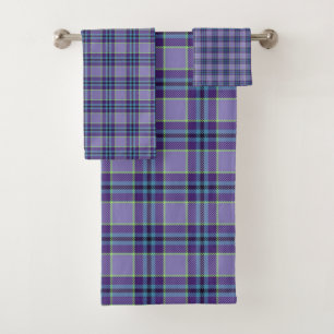 Purple Plaid Tartan 1 in shades of Lavender & Blue Bath Towel Set