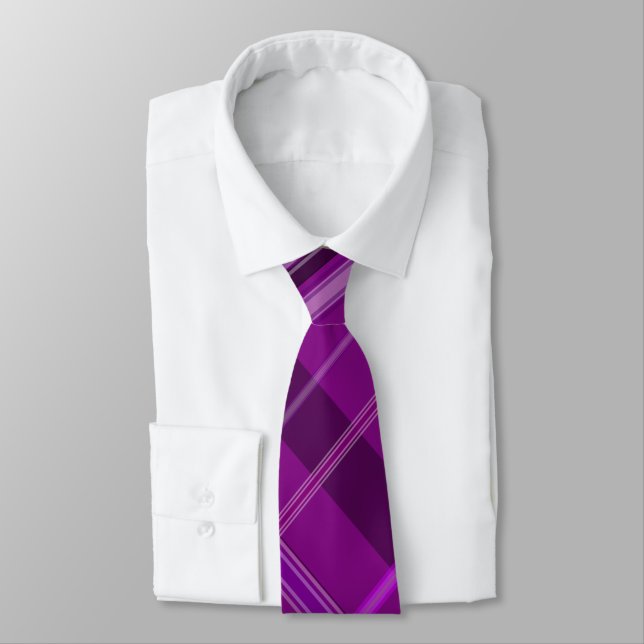 Purple Plaid Tie (Tied)